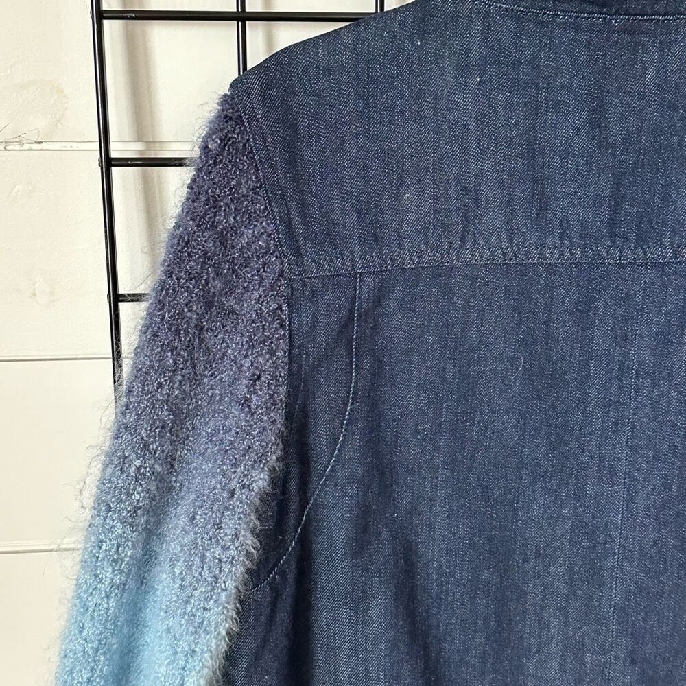 Denim Button Up Mohair Sleeve Jacket Womens XL Blue Gorpcore Hippie Boho - Picture 6 of 12